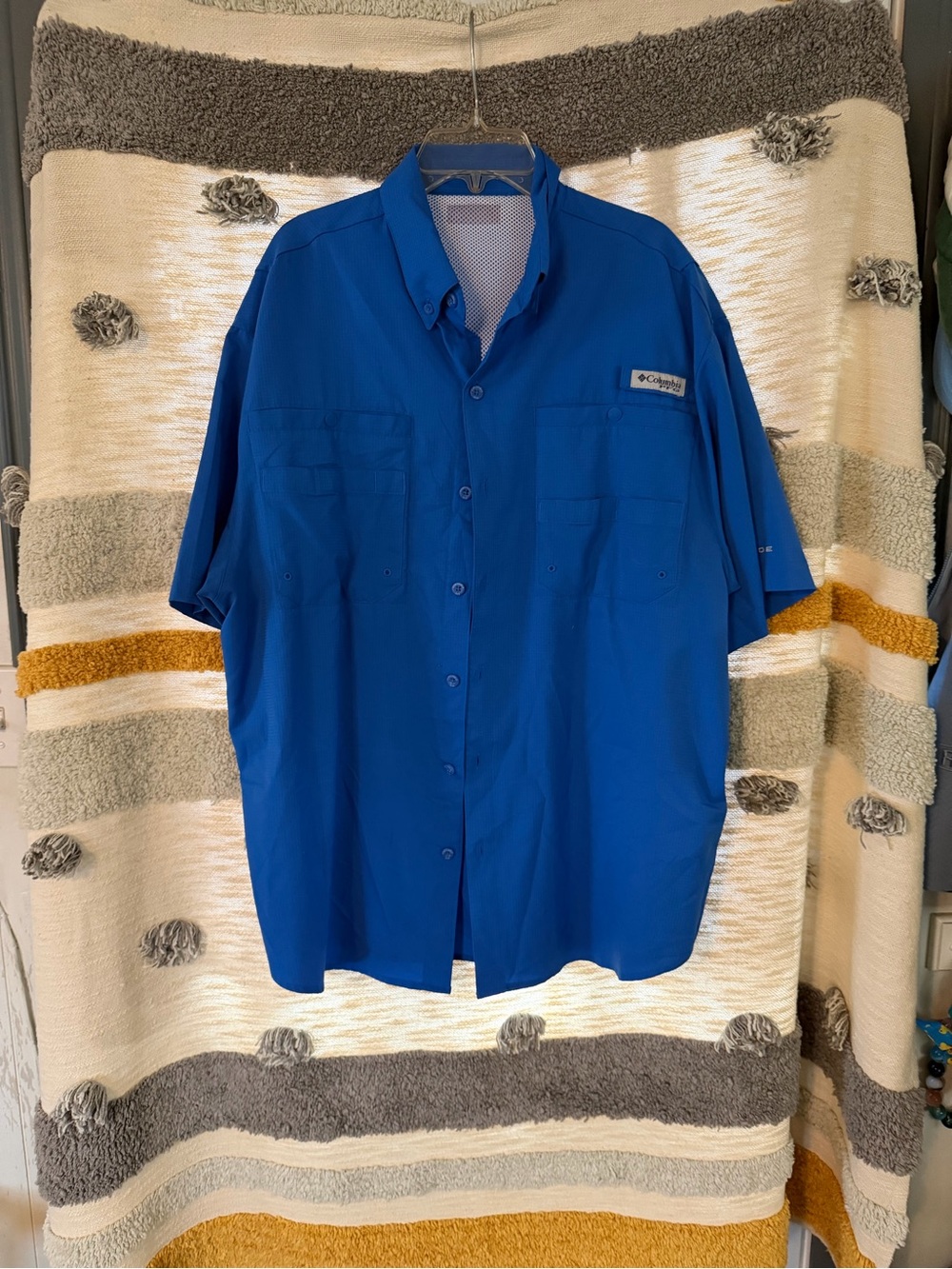 Columbia Men’s Short Sleeve Fishing Shirt - Royal Blue - XL
